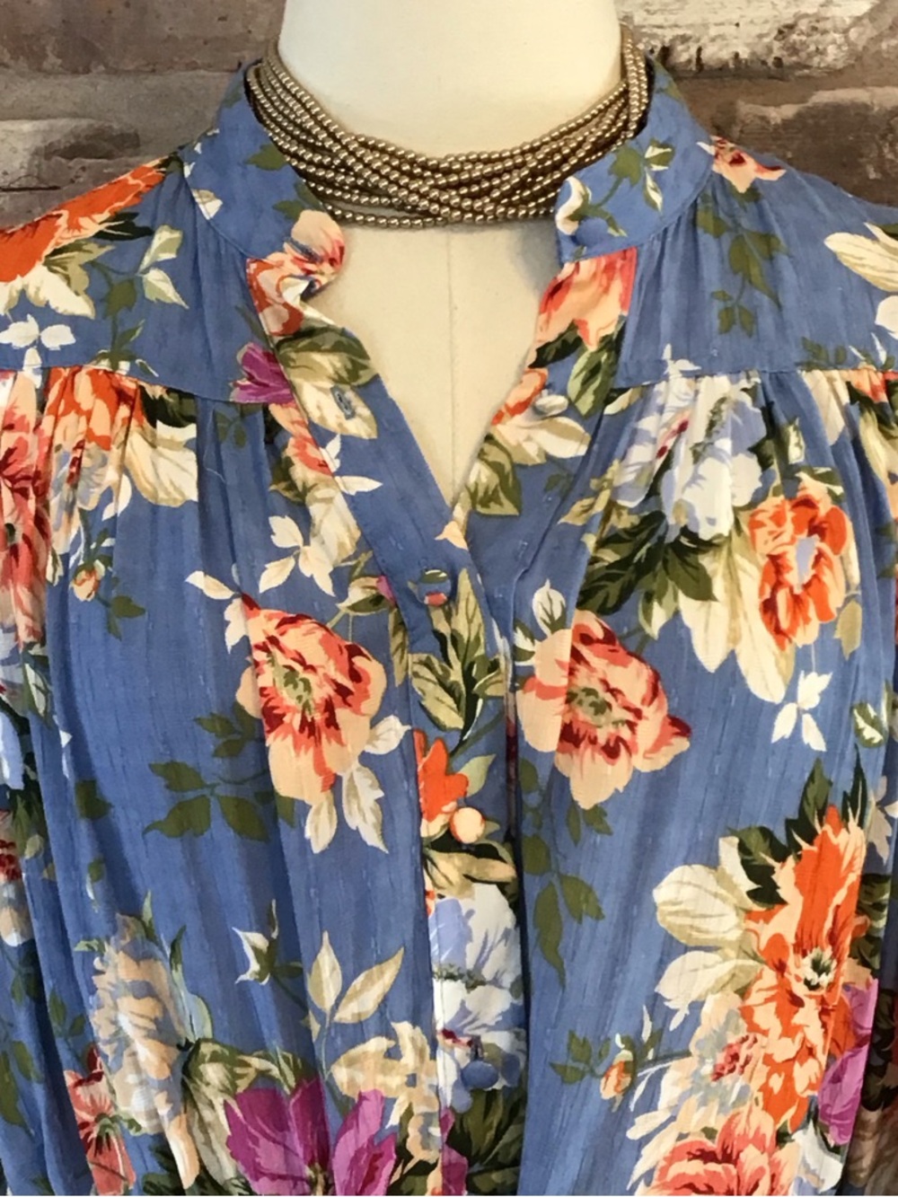 RACHEL Rachel Roy Periwinkle Blue Floral Tie-Front Blouse L - Picture 6 of 9
